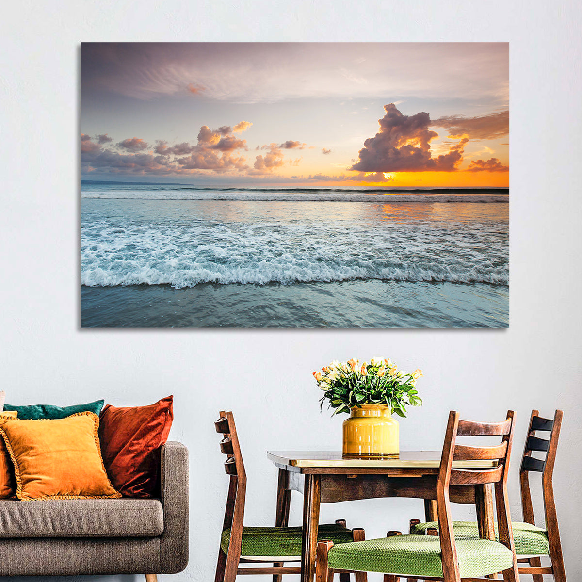 Golden Hour Beach Sunset Surf Wall Art
