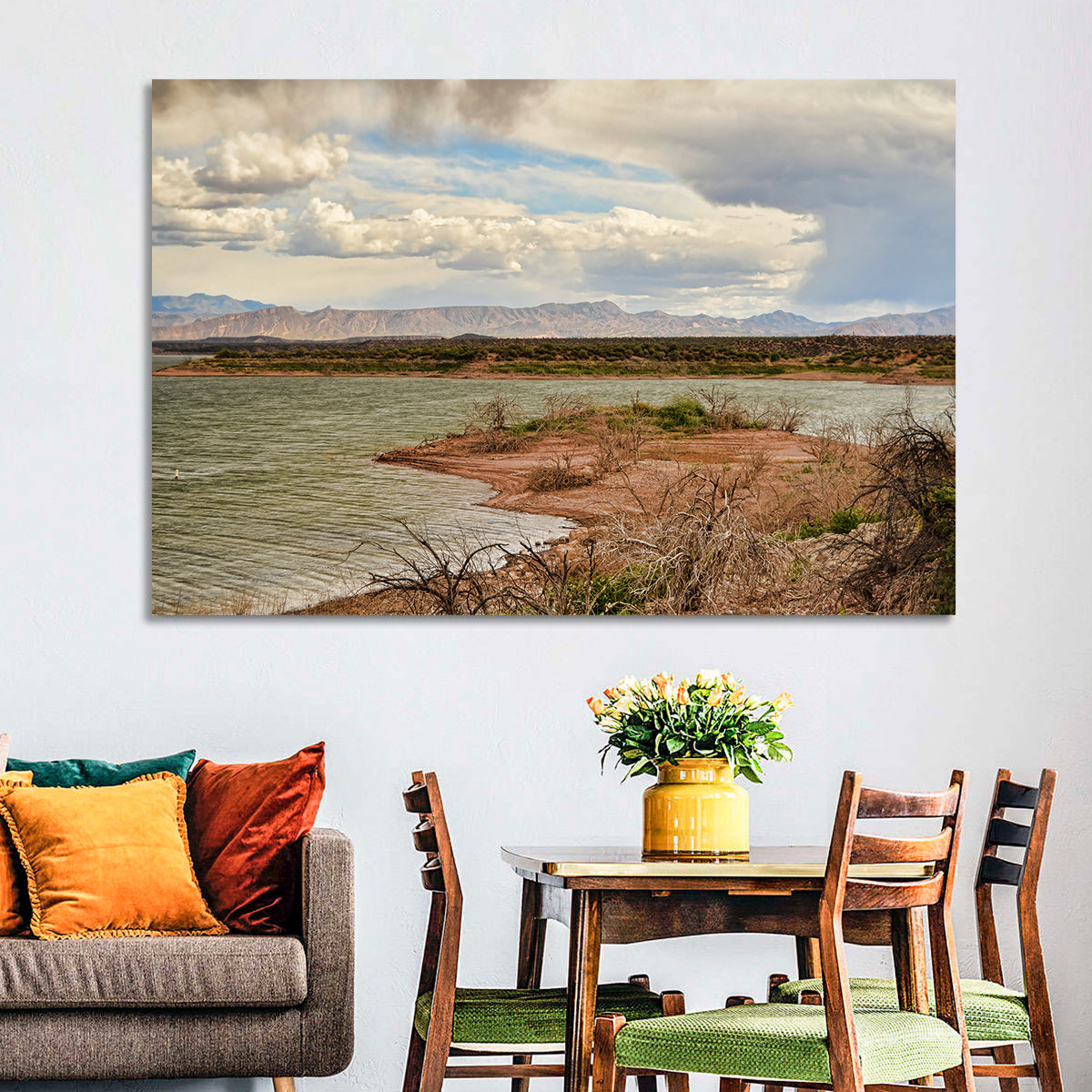 Roosevelt Lake Shoreline Wall Art in a room, landscape