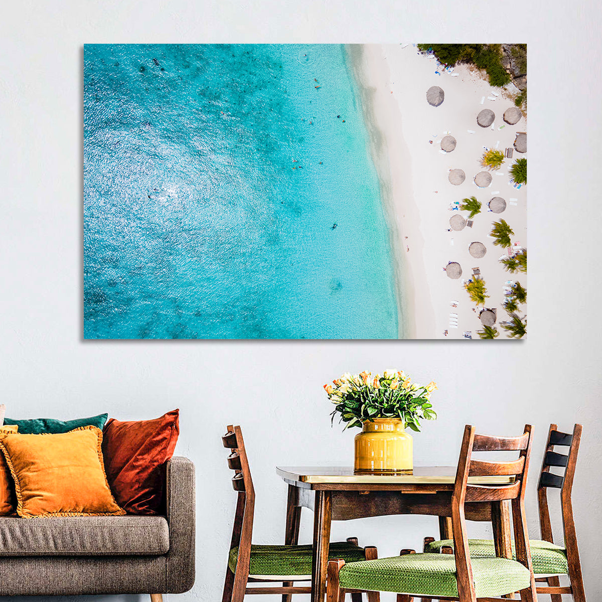 Cas Abou Aerial Shoreline Wall Art in a room, landscape