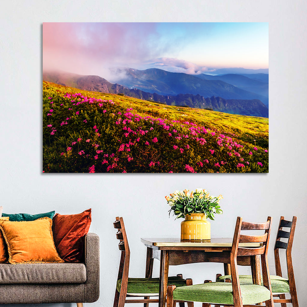 Alpine Rhododendron Meadow at Golden Hour Wall Art