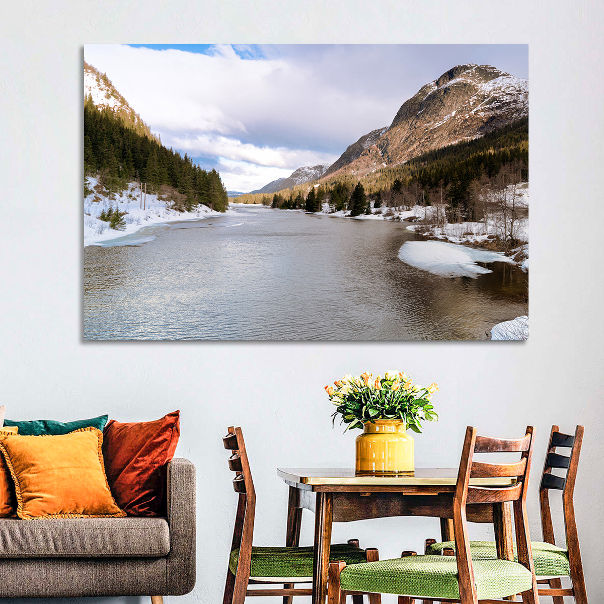 Grungevatn Winter River and Lake Wall Art in a room, landscape
