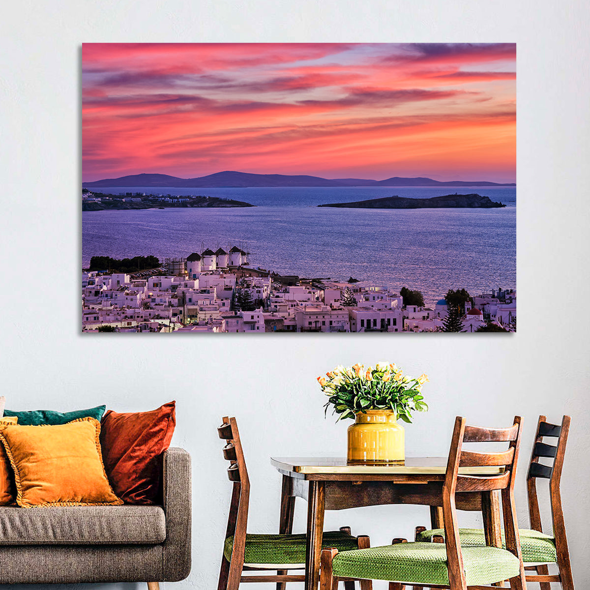 Mykonos Windmills at Sunset Wall Art