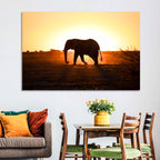 Golden Hour Elephant Silhouette Wall Art