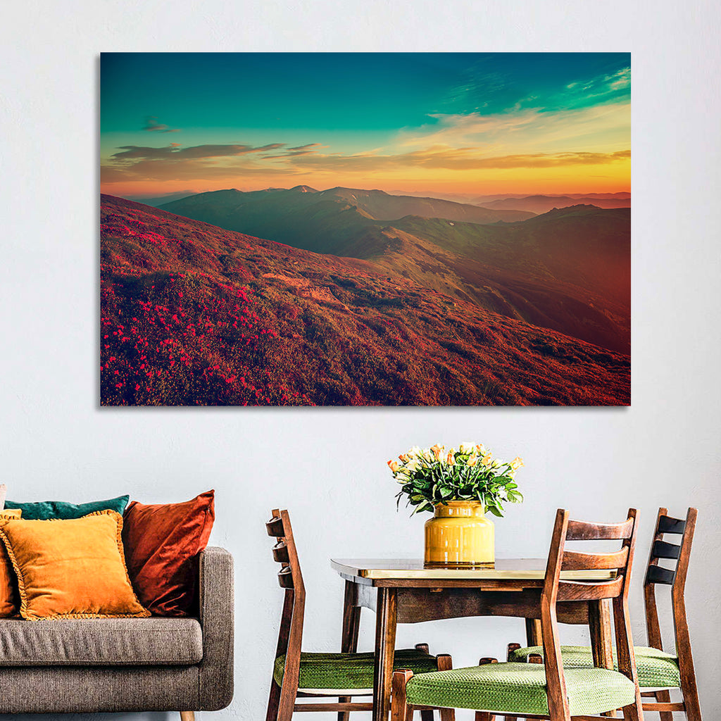 Alpine Rhododendrons at Golden Sunrise Wall Art
