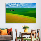 Golden Field and Green Hillside Wall Art