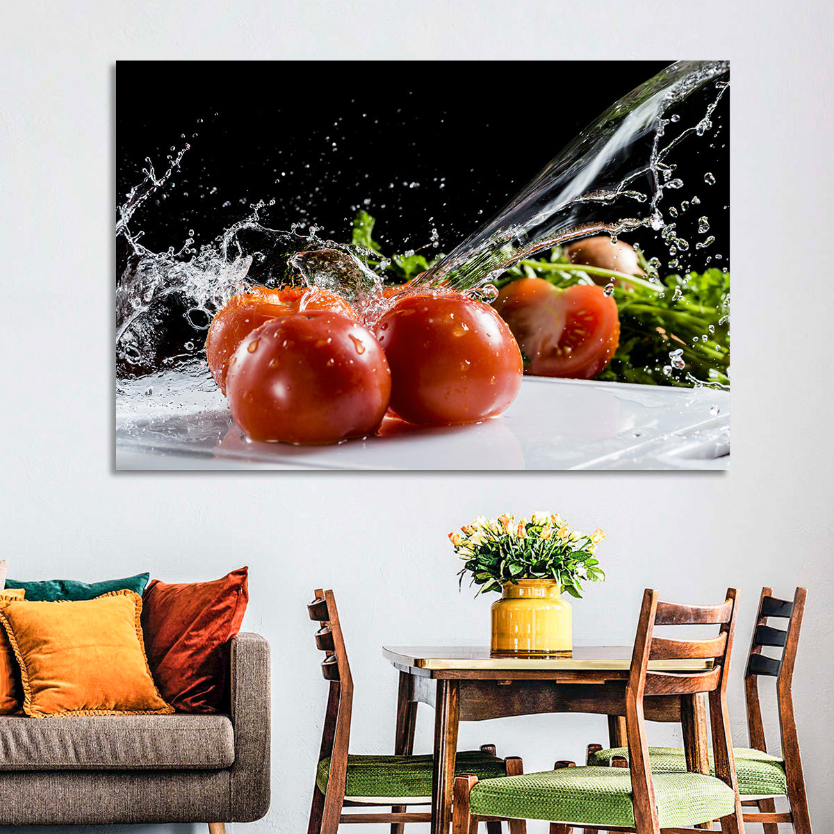 Tomatoes with Water Splash Wall Art