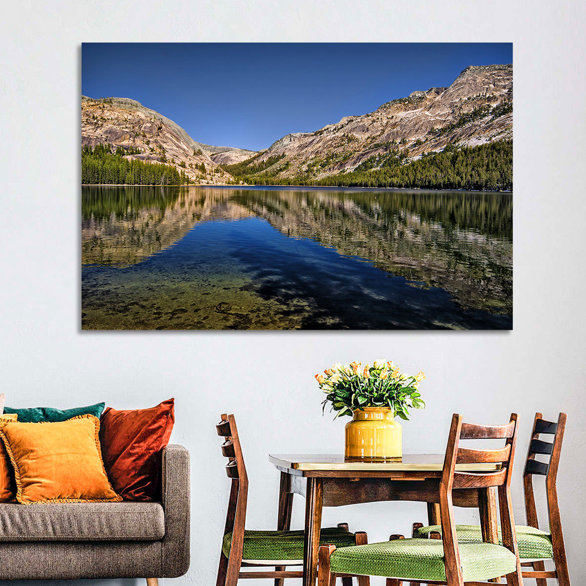 Tenaya Lake Reflection Wall Art in a room, landscape