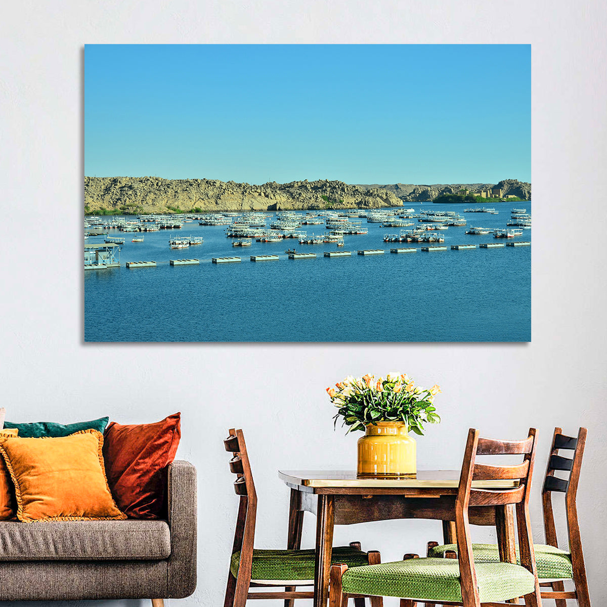 Philae Harbor, Lake Nasser Wall Art in a room, landscape