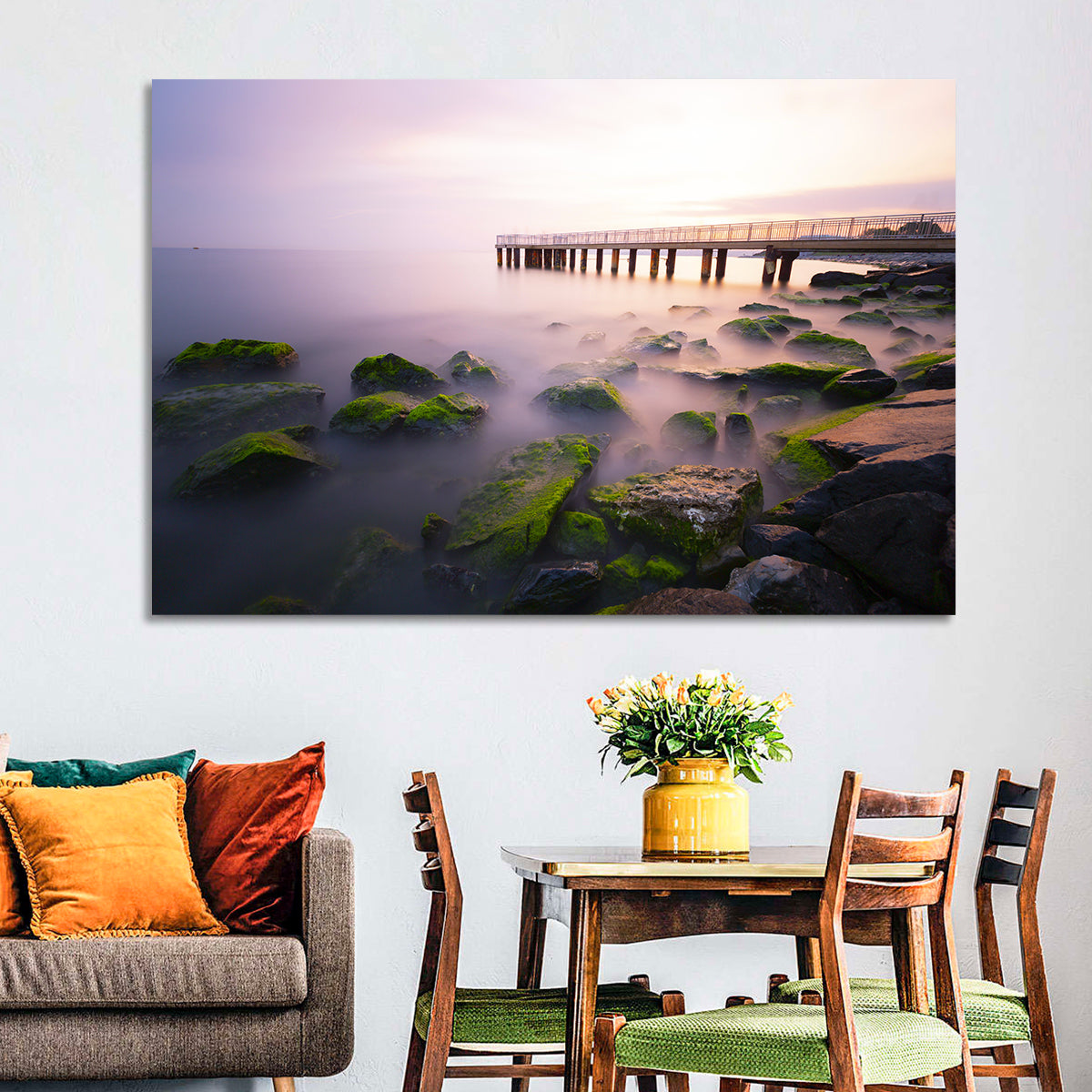 Florya Beach Pier at Lavender Dusk Wall Art