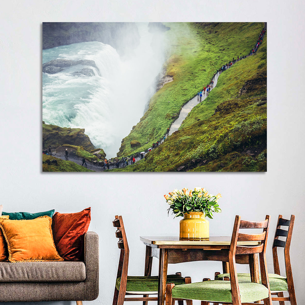 Misty Path at Gullfoss Waterfall Wall Art