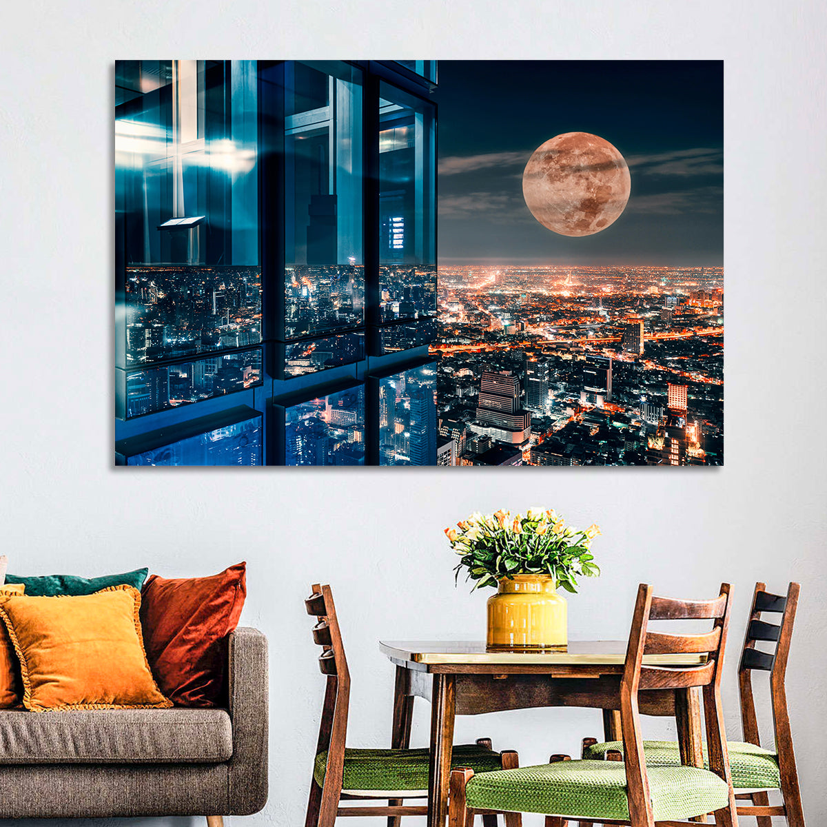 Bangkok Moonlit Skyline Wall Art