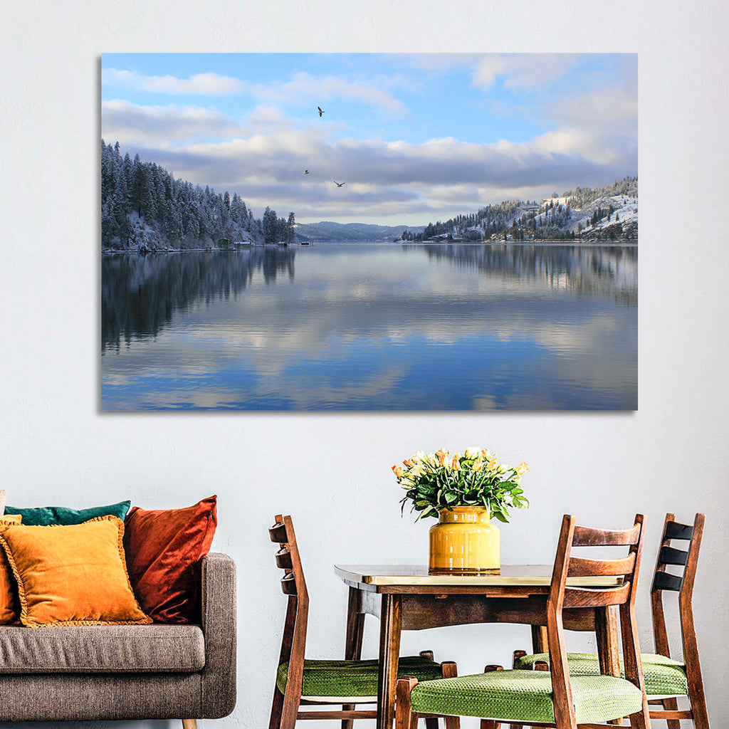 Coeur D Alene Winter Lake Reflection Wall Art