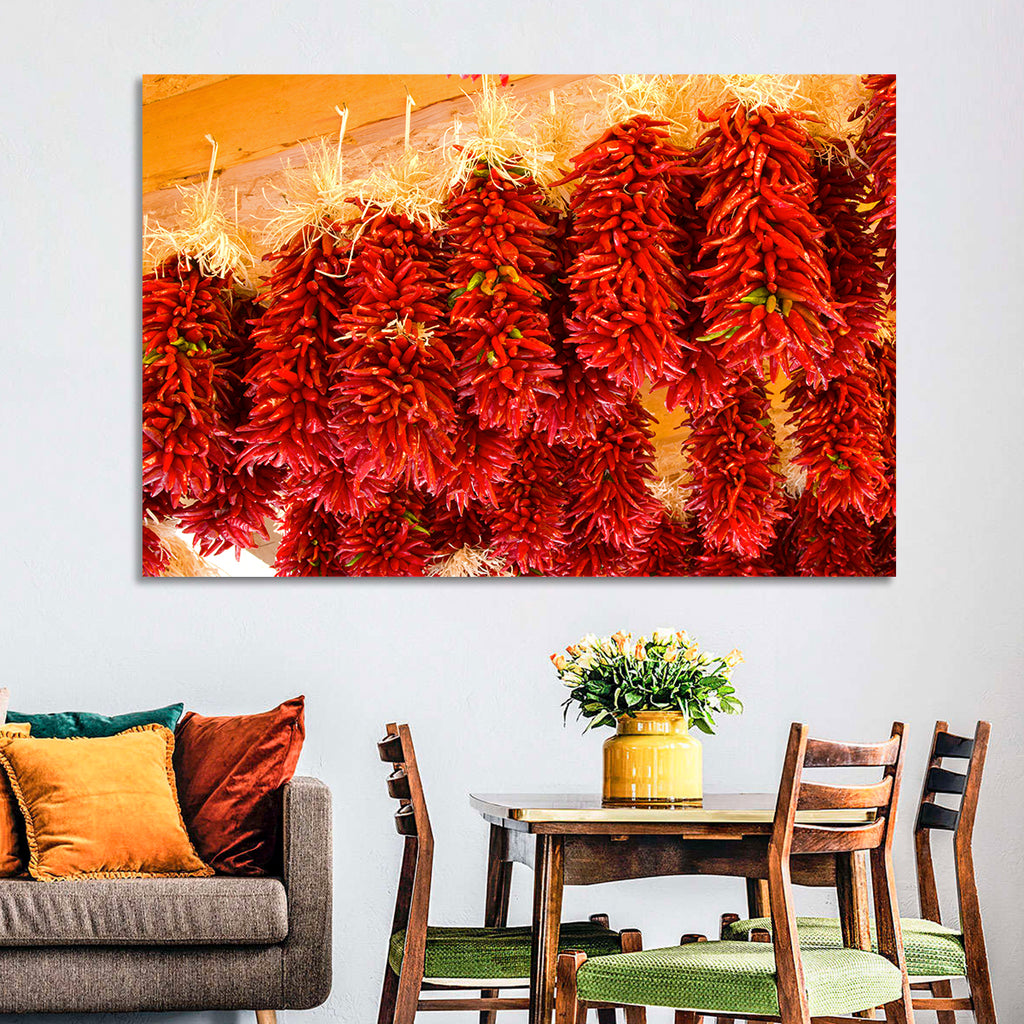 Hanging Dried Chili Peppers Wall Art