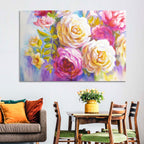 Layered Watercolor Rose Bouquet Wall Art