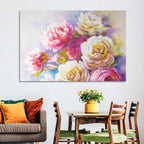 Watercolor Peony Bouquet Wall Art