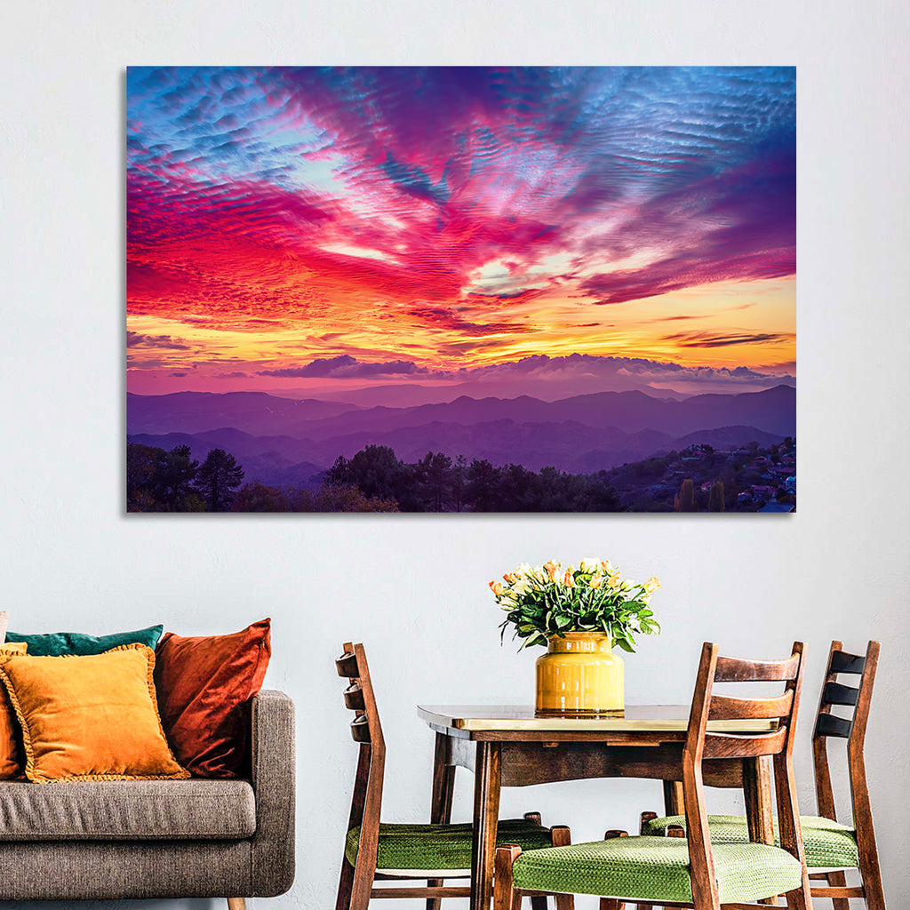Golden Dusk Cloud Mountains Wall Art