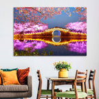 Illuminated Cherry Blossom Bridge Wall Art