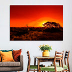 Savanna Sunset with Giraffe Wall Art