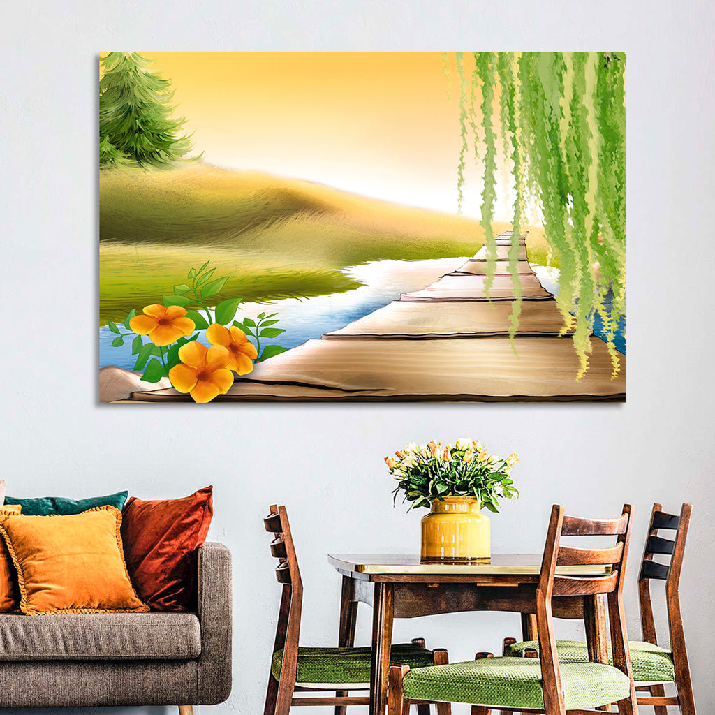 Golden Hour Willow Walkway Wall Art