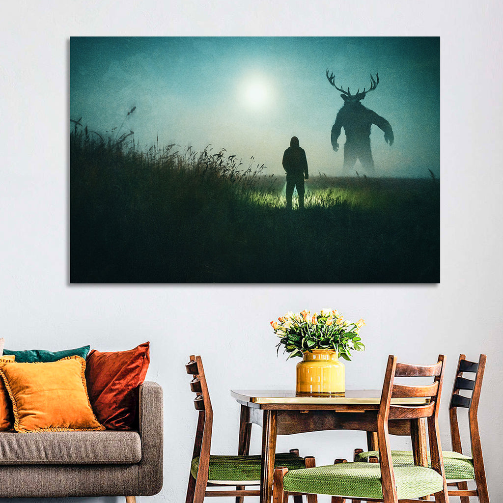 Antlered Shadow in Mist Wall Art