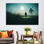 Antlered Shadow in Mist Wall Art