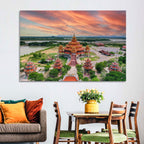 Wat Petch Suwan Temple at Sunset Wall Art