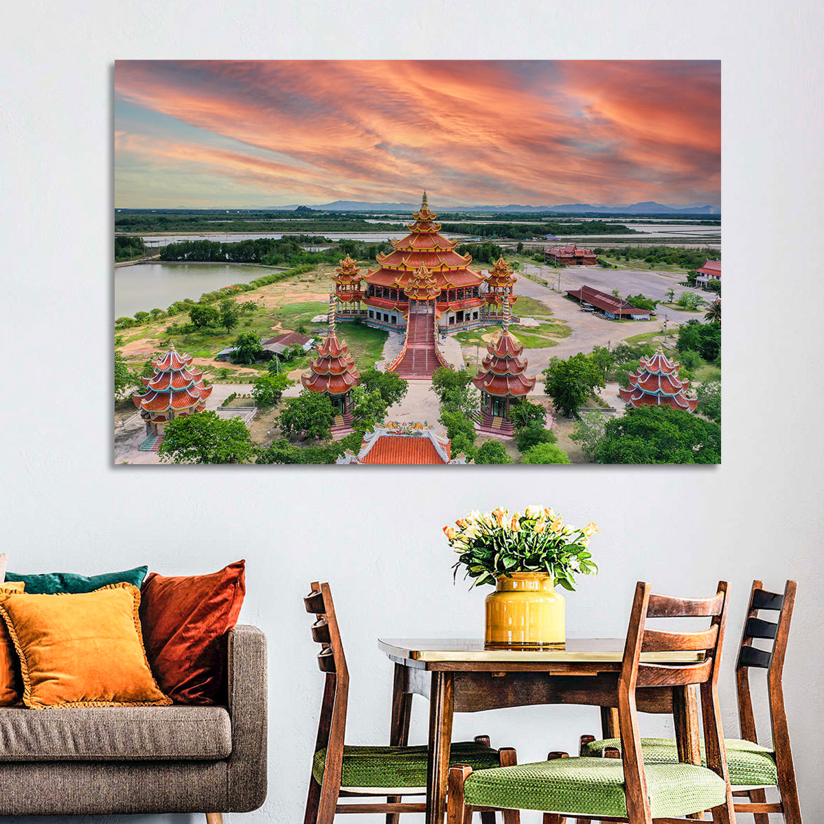 Wat Petch Suwan Temple at Sunset Wall Art