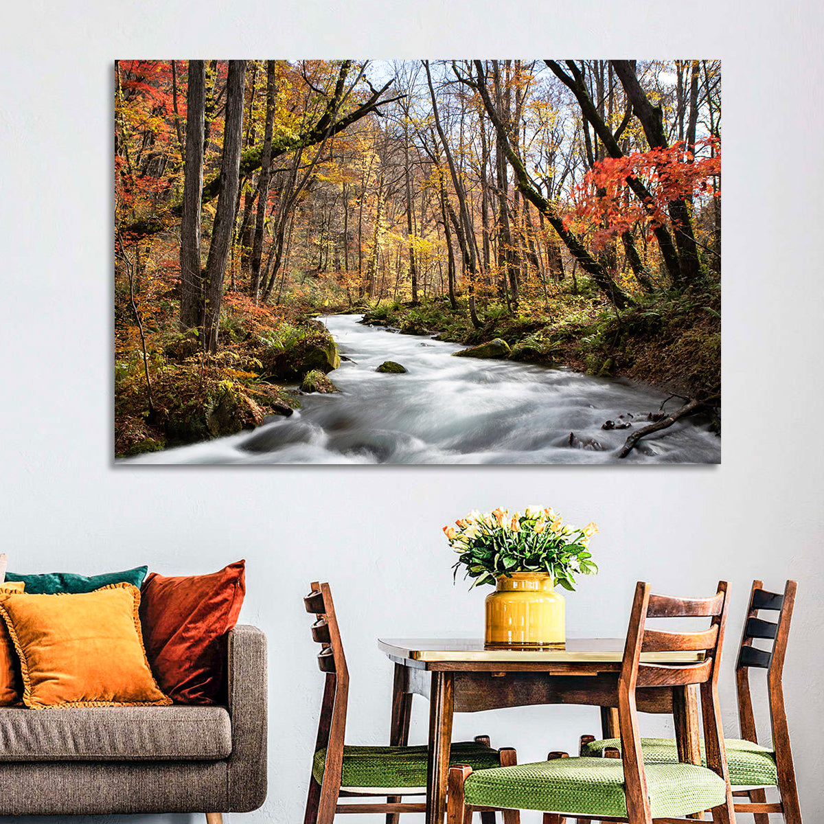 Sunlit Forest Stream Wall Art