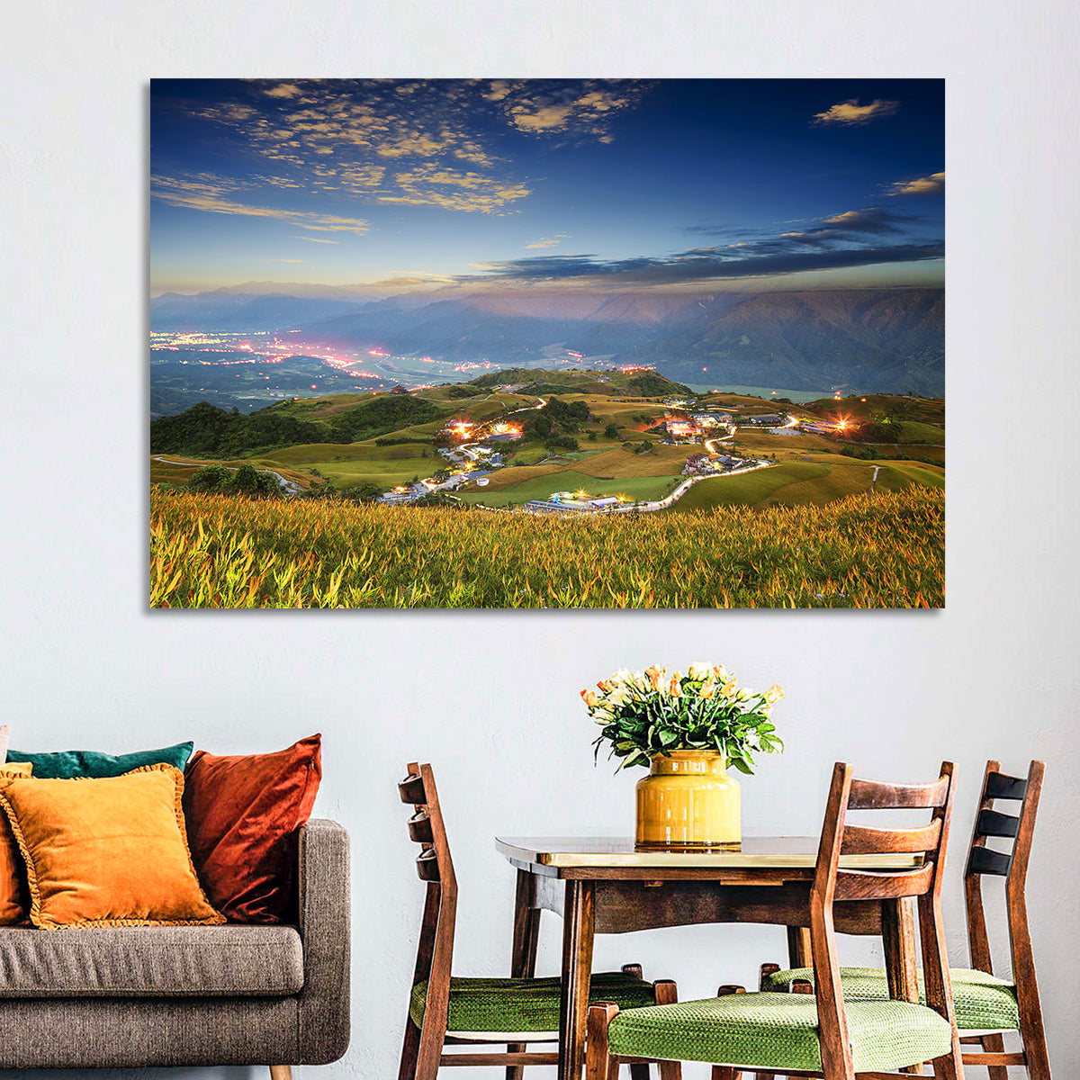 Sixty Stone Mountain Nightscape Wall Art in a room, landscape