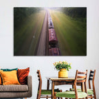 Freight Train Through Forest Wall Art