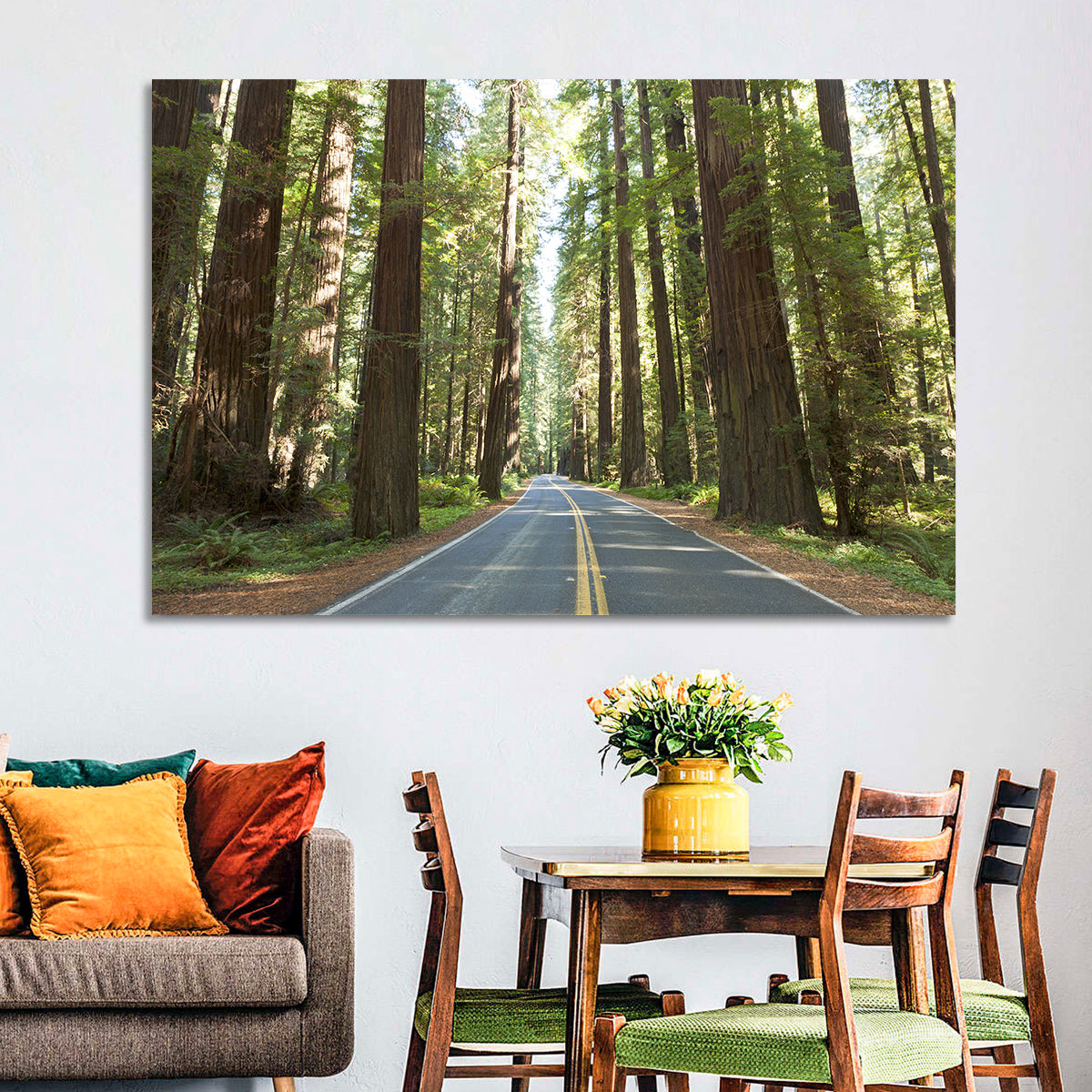 Giants Avenue Redwood Forest Road Wall Art in a room, landscape