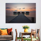 Overwater Bungalows at Sunset Wall Art
