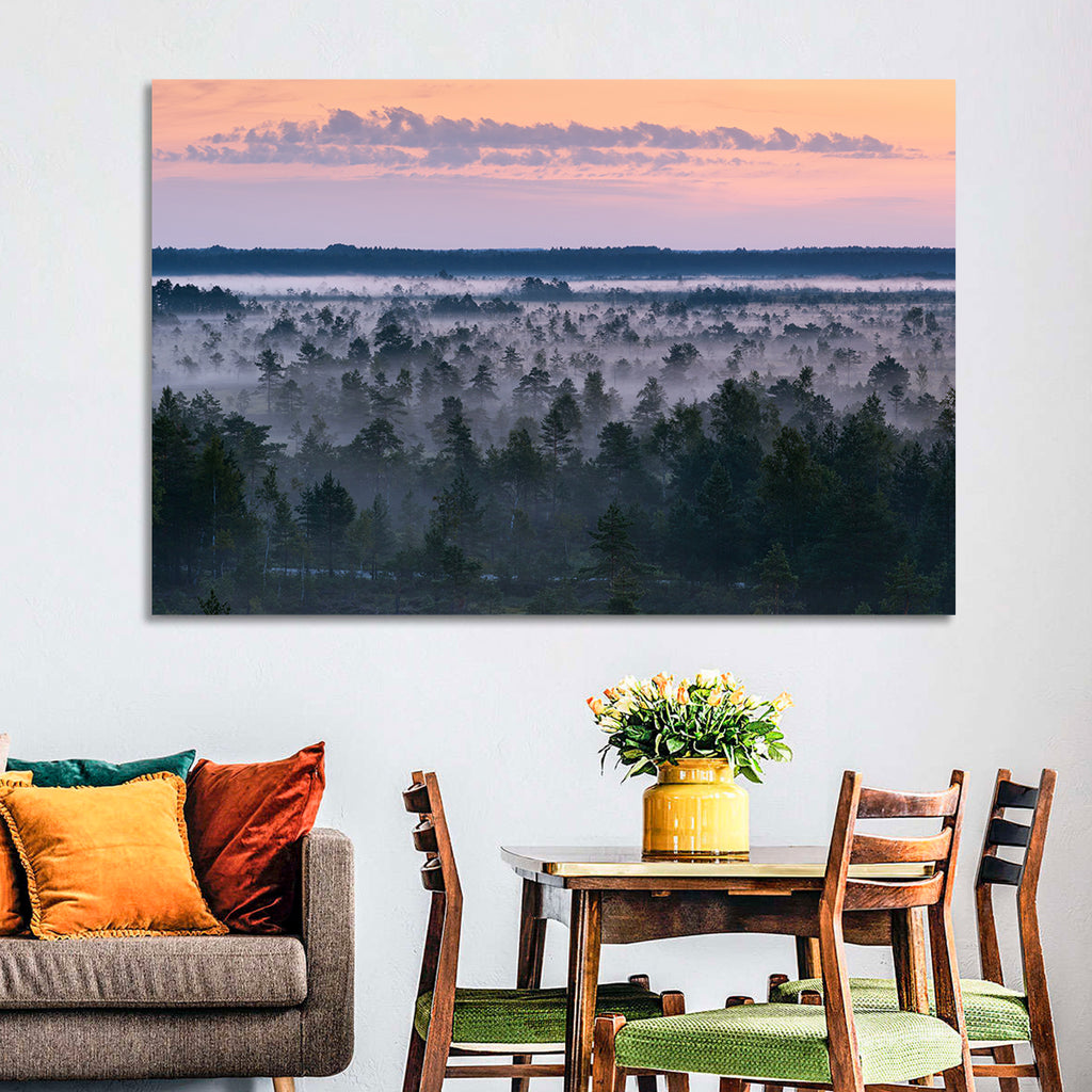 Estonian Misty Pine Landscape Wall Art