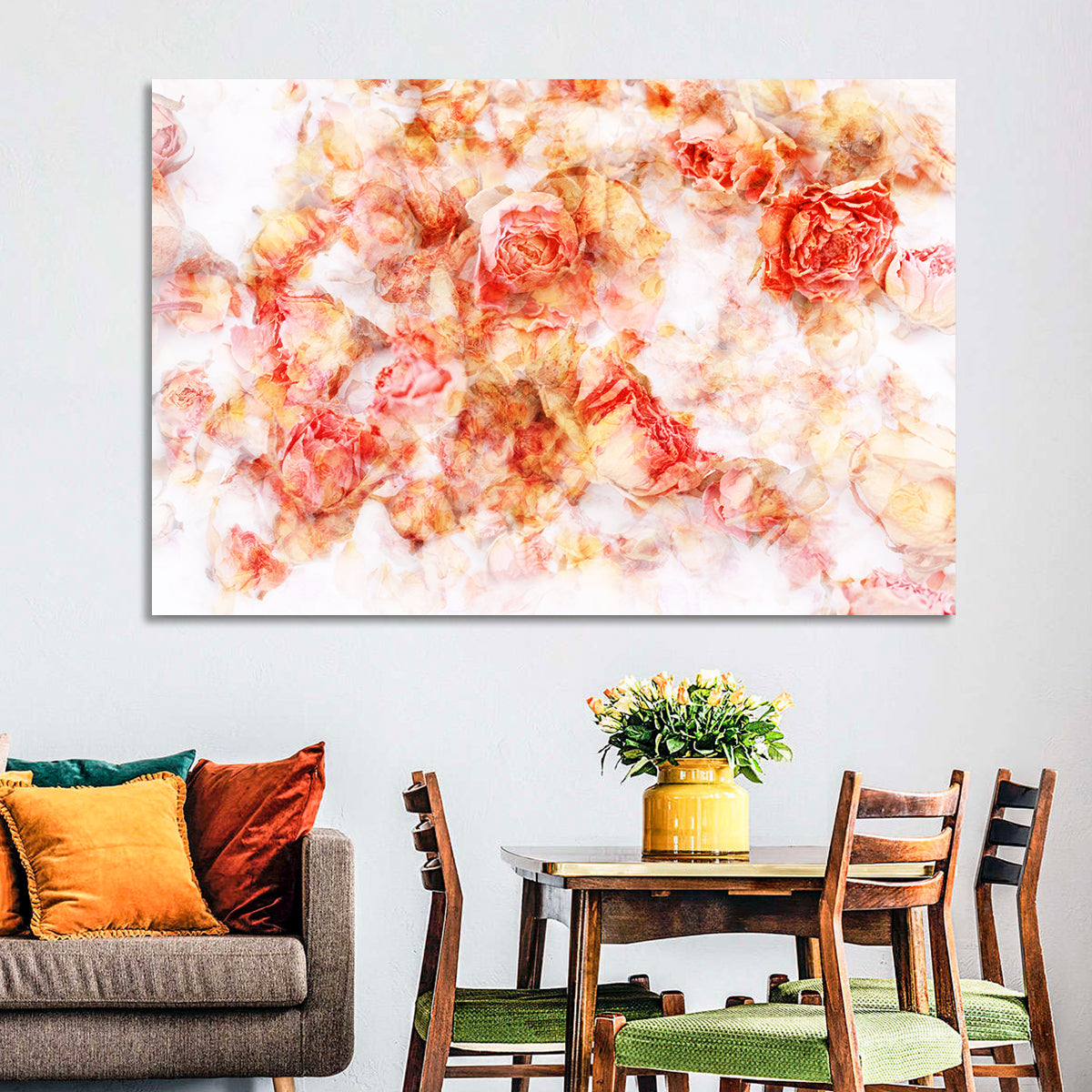 Scattered Dried Rose Petals Wall Art in a room, landscape