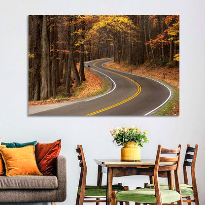 Curvy Autumn Roadway Wall Art