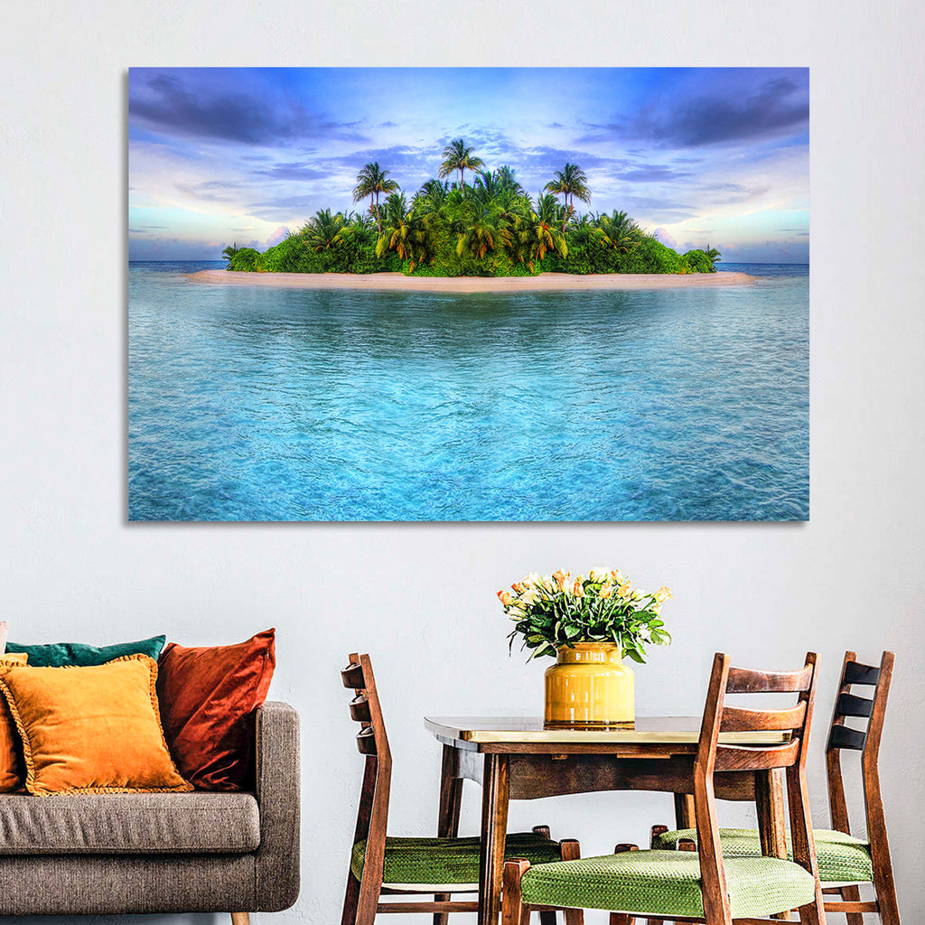 Mirrored Tropical Island Lagoon Wall Art