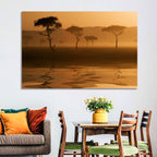 Savanna Sunset Acacia Silhouettes Wall Art