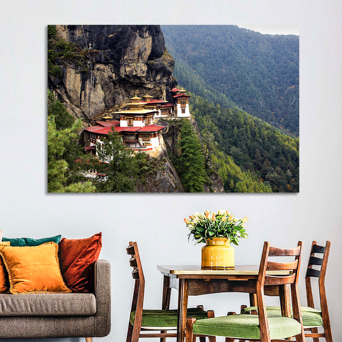 Tiger's Nest Monastery, Paro Bhutan Wall Art in a room, landscape