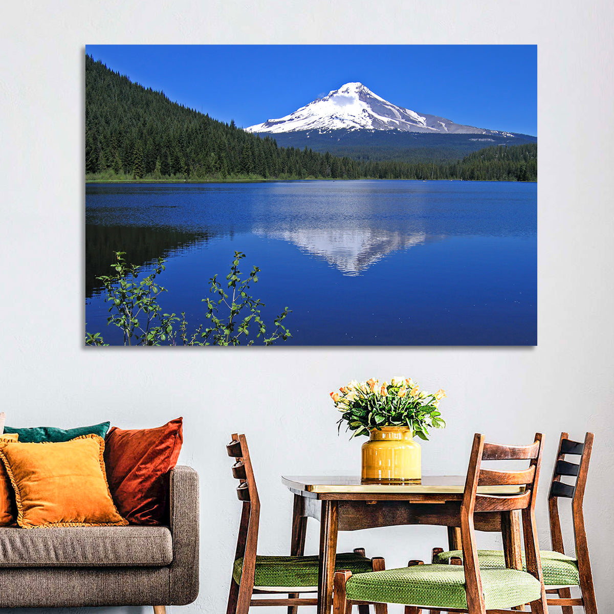 Mount Hood at Trillium Lake Wall Art in a room, landscape