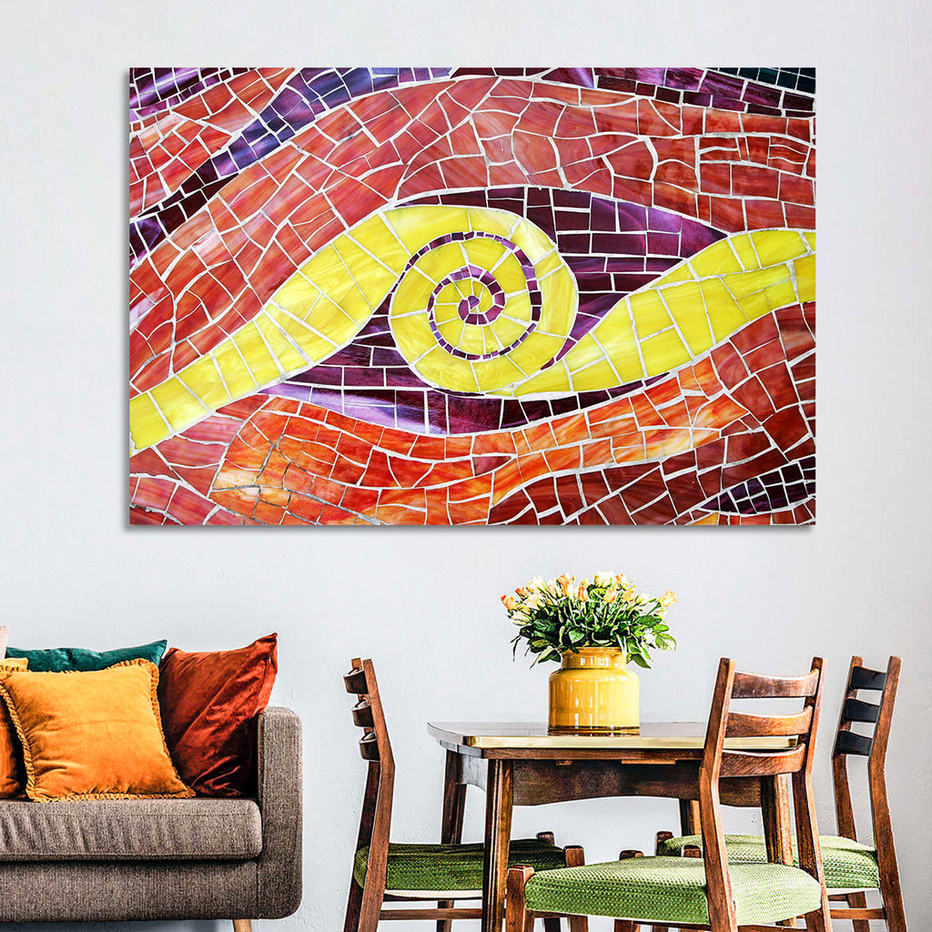 Red and Yellow Spiral Mosaic Wall Art