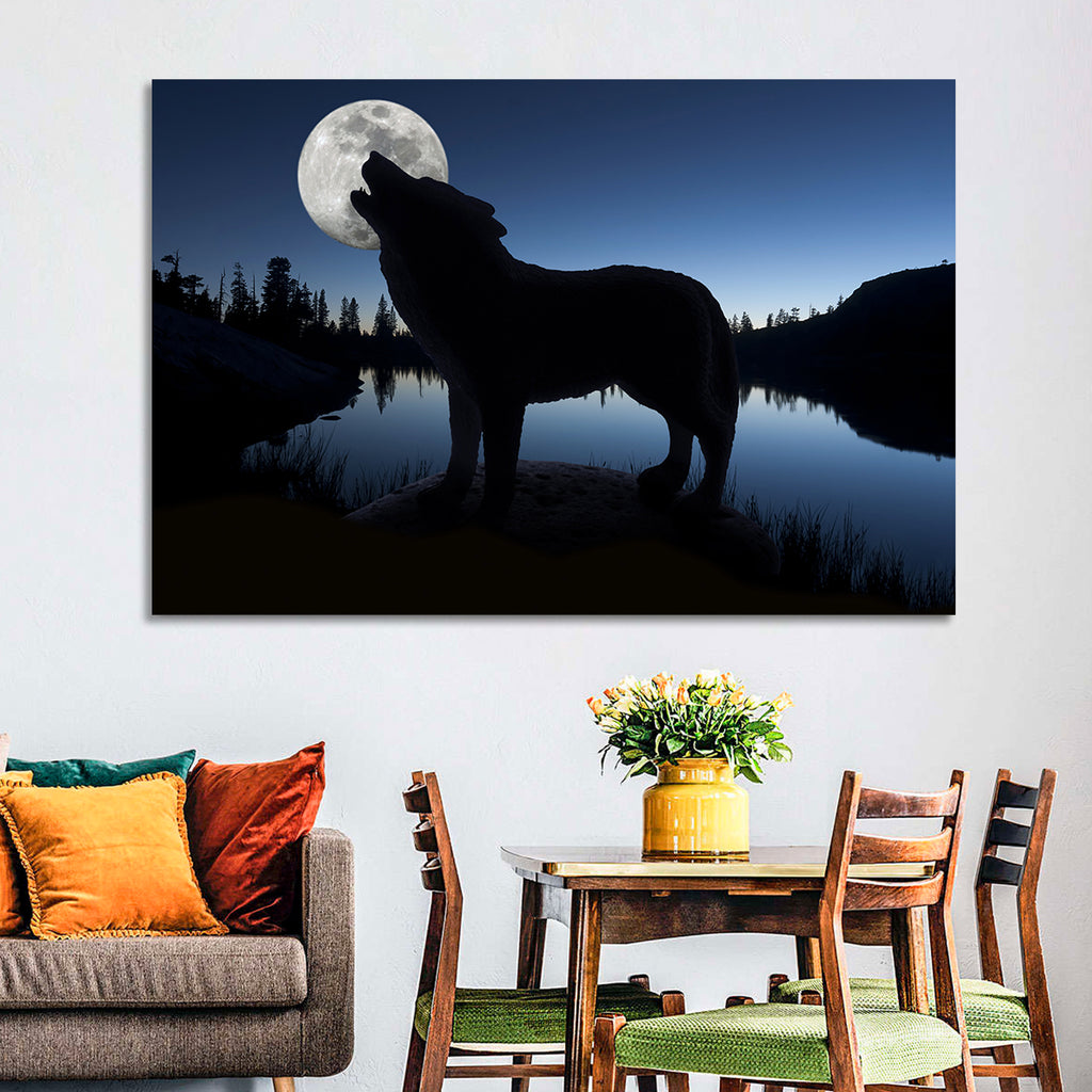 Howling Wolf at Full Moon Wall Art