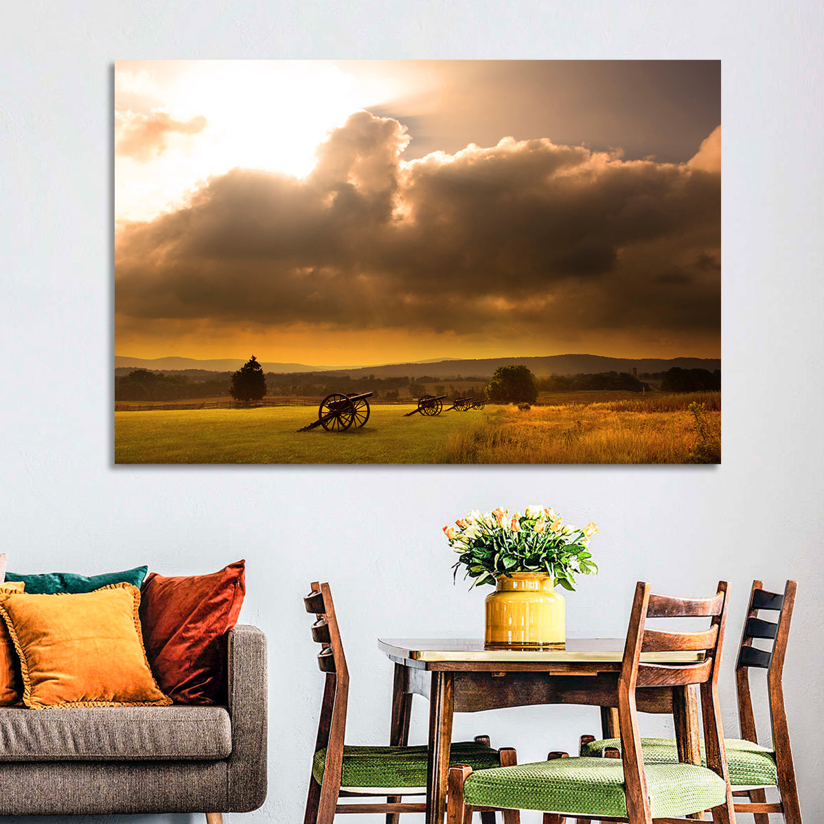 Antietam Civil War Battlefield Wall Art in a room, landscape
