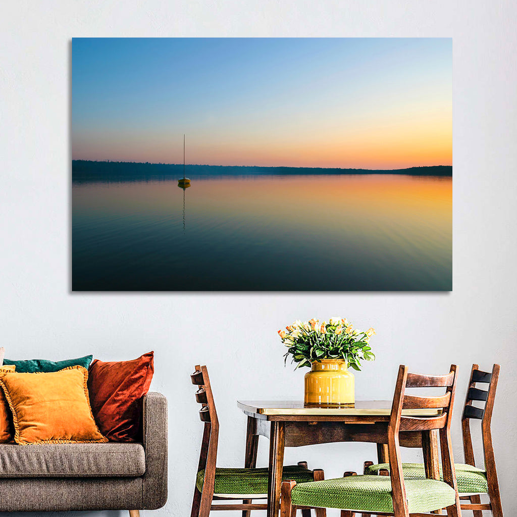 Cyprus Lake Sunset Boat Wall Art