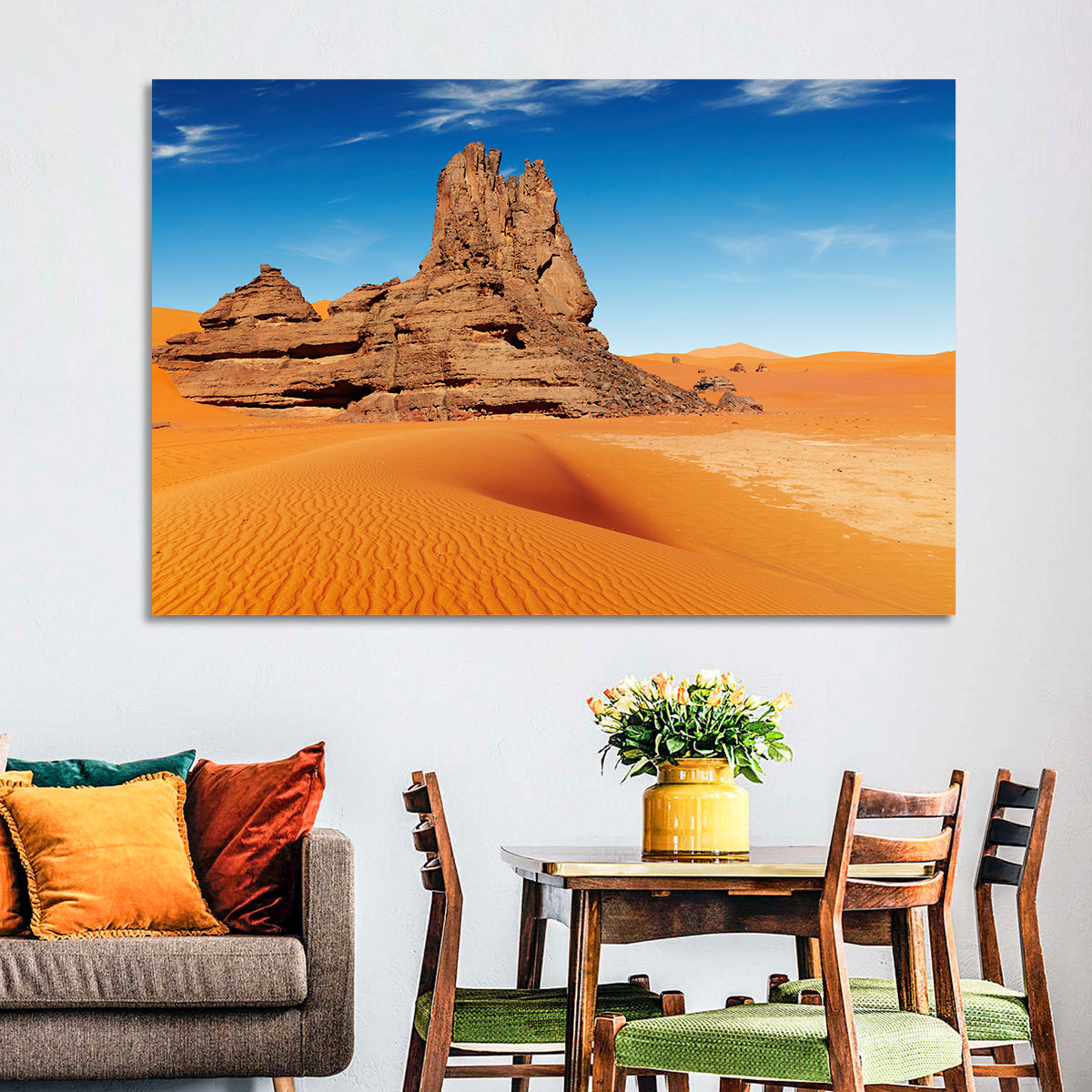 Sahara Rock Formation Landscape Wall Art in a room, landscape