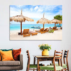 Gili Meno Beach with Thatched Umbrellas Wall Art
