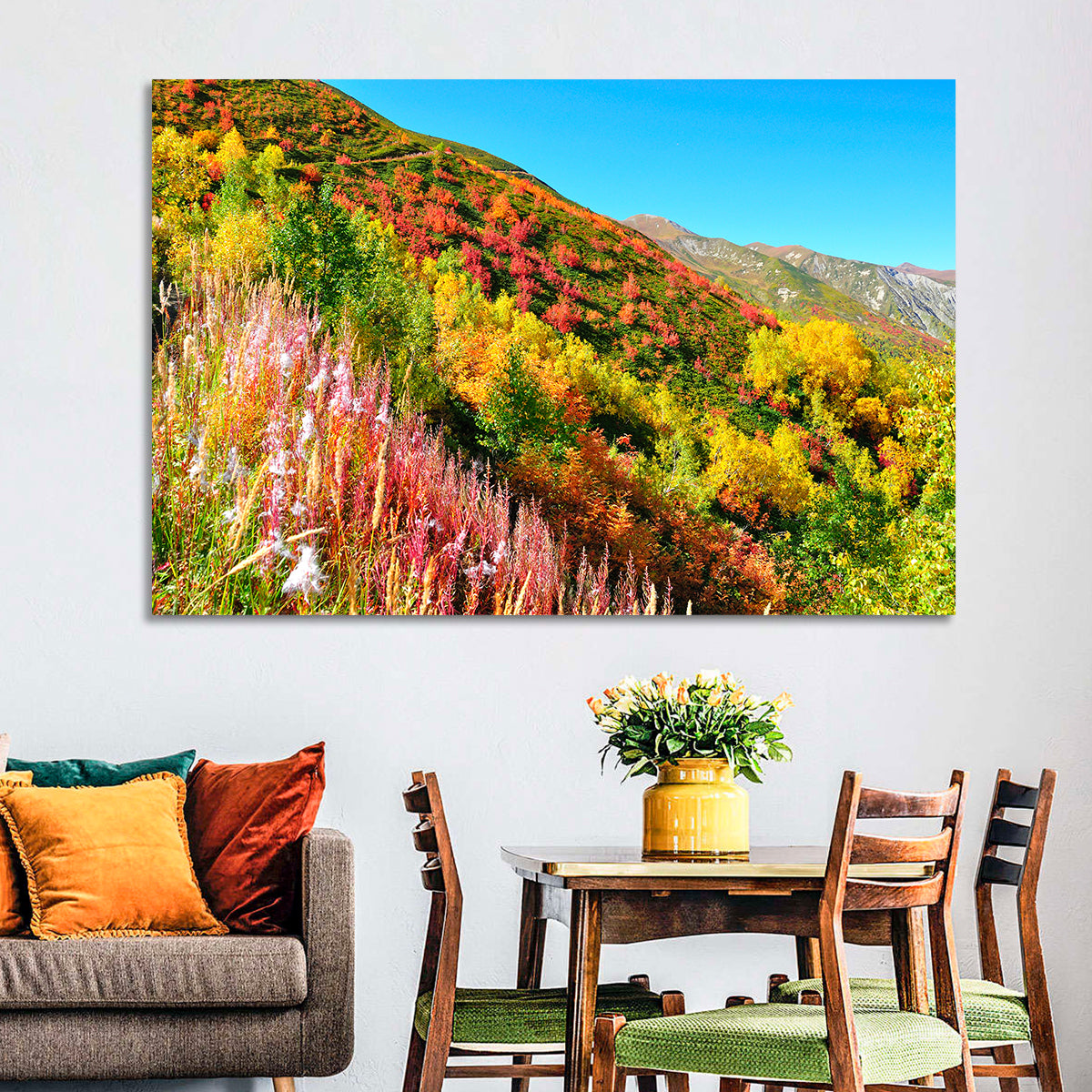 Svaneti Autumn Mountain Landscape Wall Art