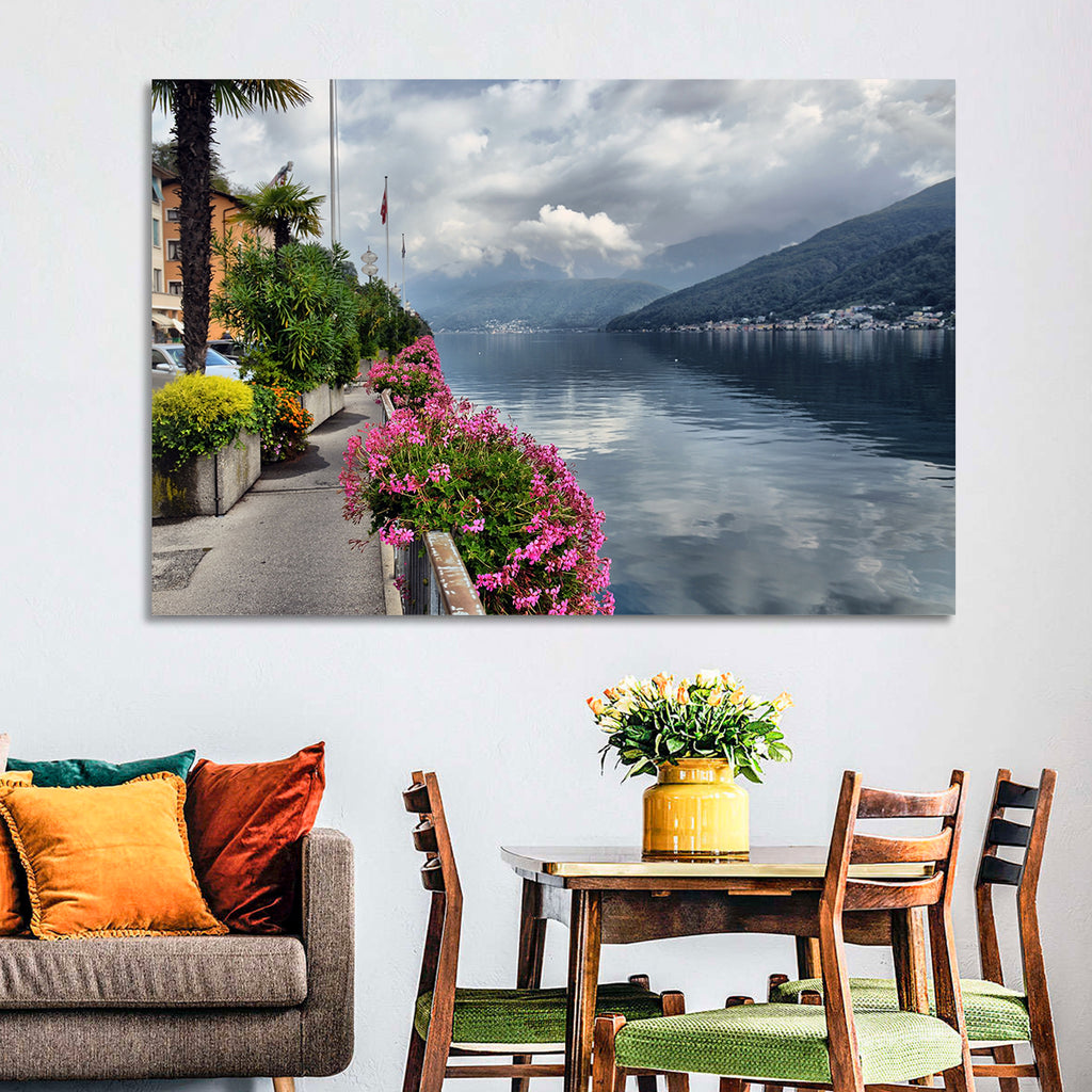 Lake Lugano Floral Walkway Wall Art