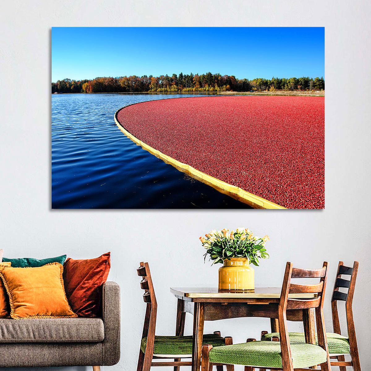Flooded Cranberry Bog Wall Art in a room, landscape