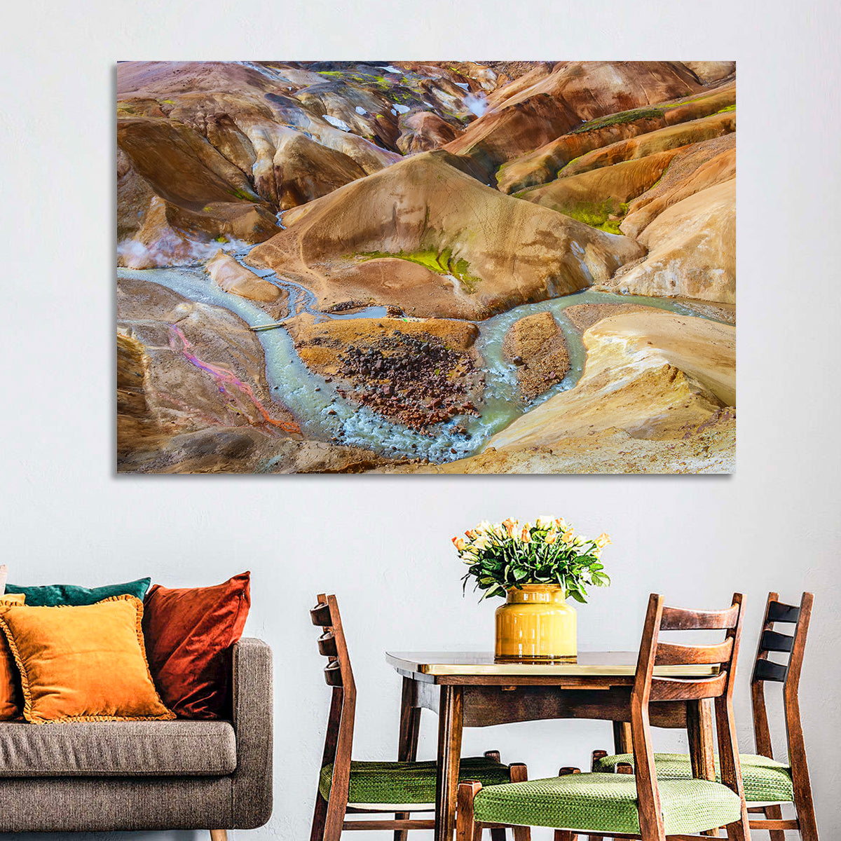 Kerlingarfjöll Geothermal Landscape Wall Art in a room, landscape