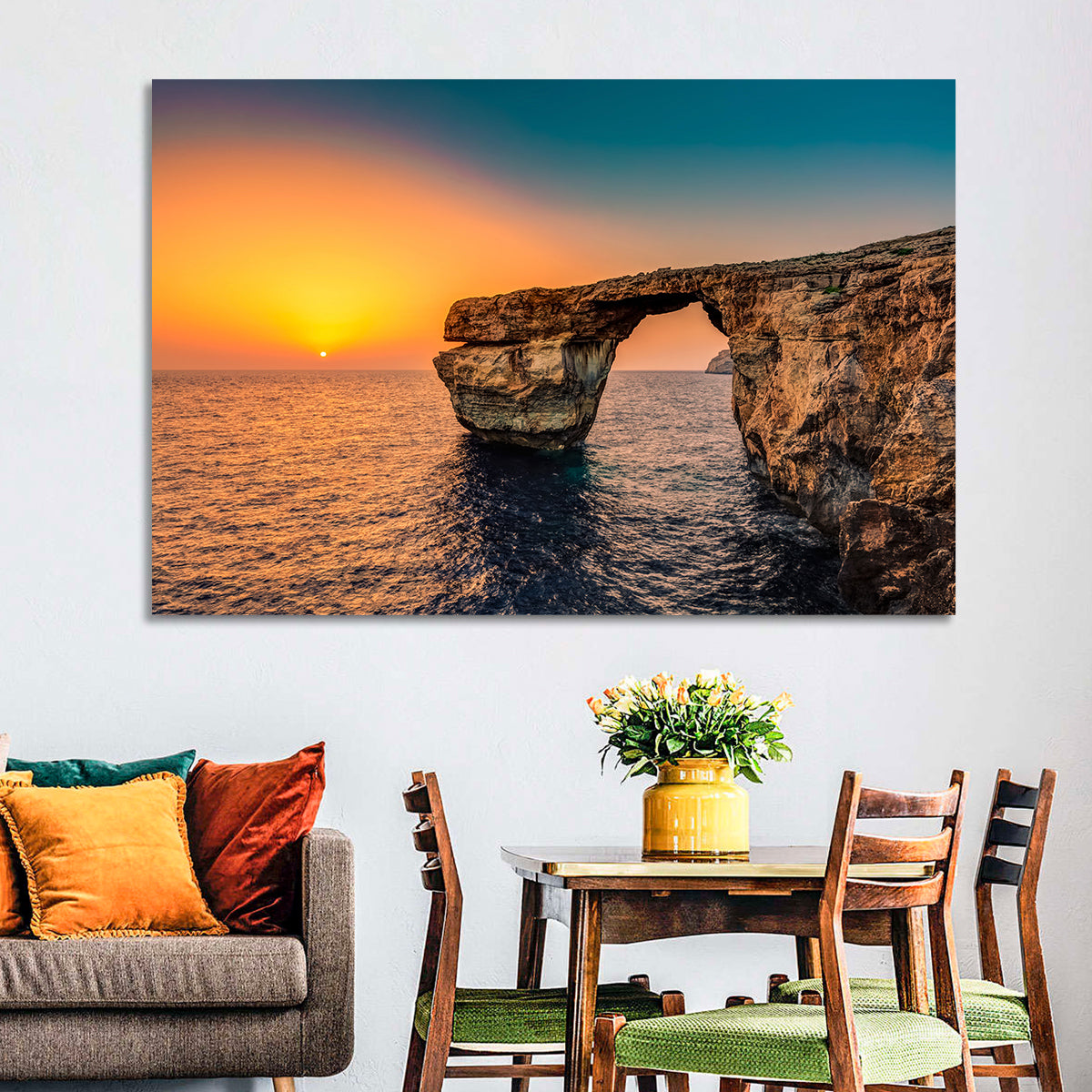 Azure Window Sunset, Dwejra Wall Art in a room, landscape